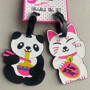 LUV Betsey Johnson Luggage Tag Set Ramen Panda Chinese Cat